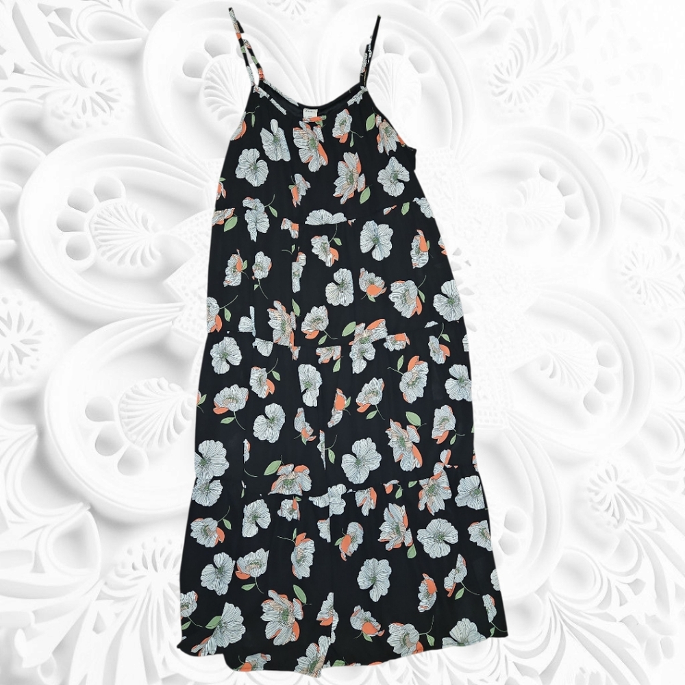 Melrose and Market Black Dress with Floral Pattern